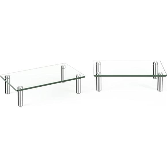 Dual Glass Monitor Stand Riser, 2 Pack Computer Monitor Riser - Picture 4 of 6